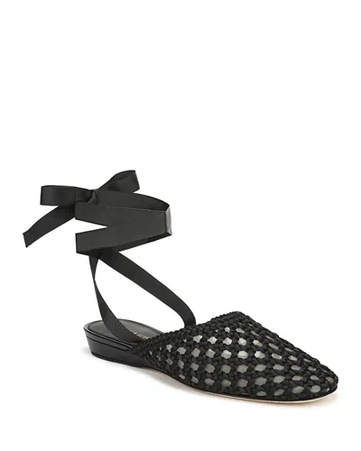 Veronica Beard Malia Ankle Tie Ballet Flat In Black