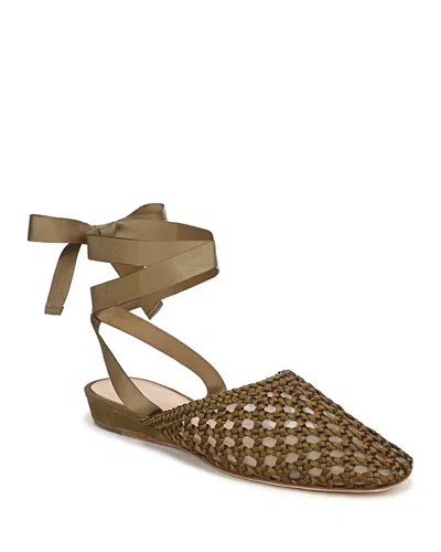Veronica Beard Women's Malia Ankle Tie Flats In Brown