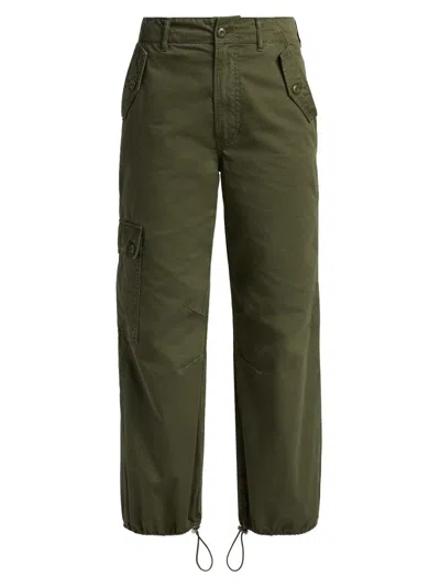Veronica Beard Women's Mandy Cotton Crop Parachute Pants In Green
