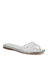 Veronica Beard Maris Jelly Flat Sandals In Clear/silver