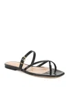 Veronica Beard Marthe Crisscross Buckle Flat Slide Sandals In Black