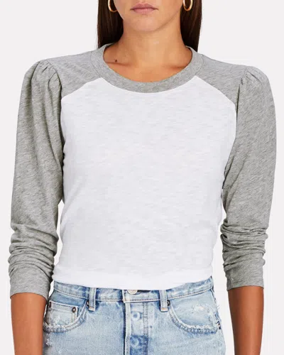 Veronica Beard Women's Mason Baseball Tee, White/heather Grey In Multi