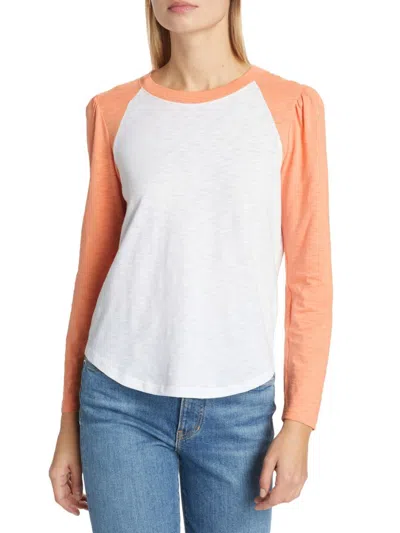 Veronica Beard Mason Two-tone Slub Pima Cotton-jersey Top In Coral