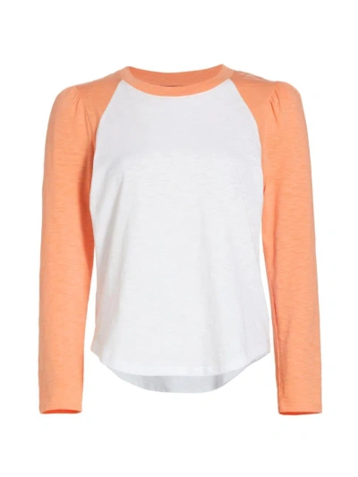 Veronica Beard Women's Mason Slub Cotton Baseball Tee In White Coral