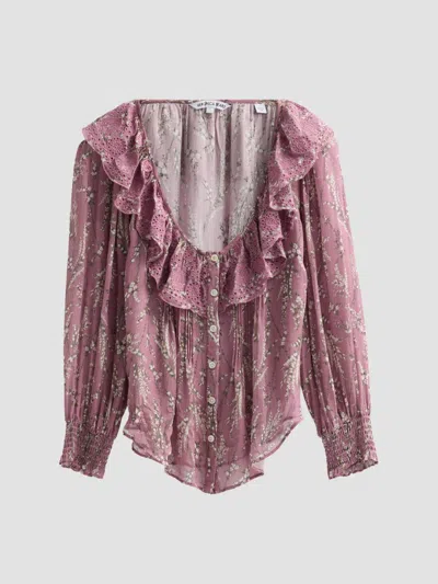 Veronica Beard Women's Maxime Print Ruffled Blouse In Pink