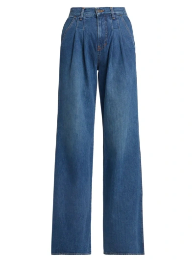 Veronica Beard Women's Mia High-rise Pleated Wide-leg Jeans In Vintage Globetrotter