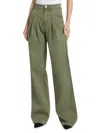 Veronica Beard Mia Pleated Wide-leg Trouser In Stone Army In Green
