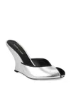 Veronica Beard Mirabel Peep Toe Wedge Sandal In Silver