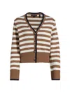 Veronica Beard Monae Stripe Cotton Cardigan In Brown
