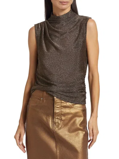 Veronica Beard Mylie Sleeveless Top In Antique Gold Lurex In Brown