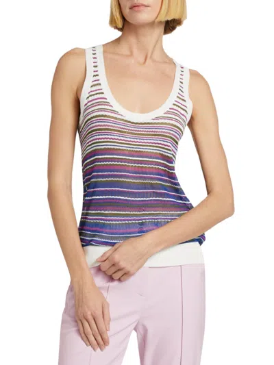 Veronica Beard Women's Nabella Striped Knit Scoopneck Tank Top In Blue Multi