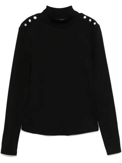 VERONICA BEARD WOMEN'S NATE TURTLENECK TOP W/BUTTONS, BLACK