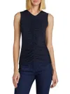 Veronica Beard Neeta Ruched Lyocell-blend Jersey Top In Blue