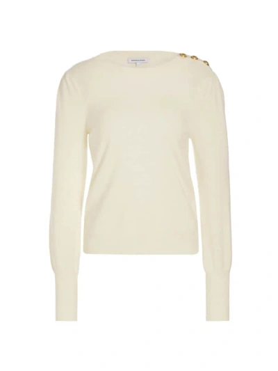 Veronica Beard Women's Nelia Button-accented Cashmere Crewneck Sweater In Ivory