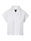Veronica Beard Nestor Button-up Crop Top In White