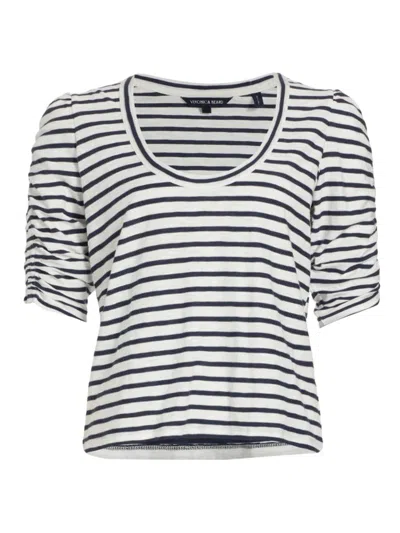 Veronica Beard Women's Netto Striped Cotton T-shirt In Off White Marine Stripe