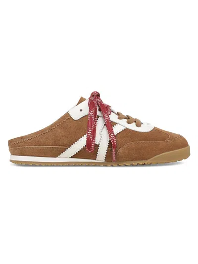 Veronica Beard Nicoline Mixed Leather Sneaker Mules In Brown