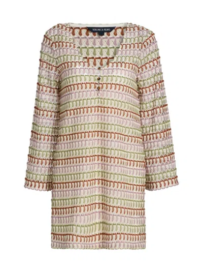 Veronica Beard Novien Embroidered Long Sleeve Minidress In Multi