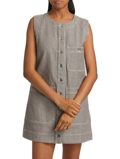 Veronica Beard Women's Oakley Striped Stretch-cotton Shift Minidress In Gray