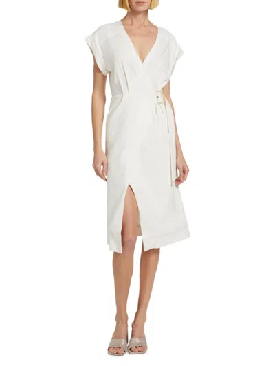 Veronica Beard Women's Octavia Linen-blend Midi-dress In Off White