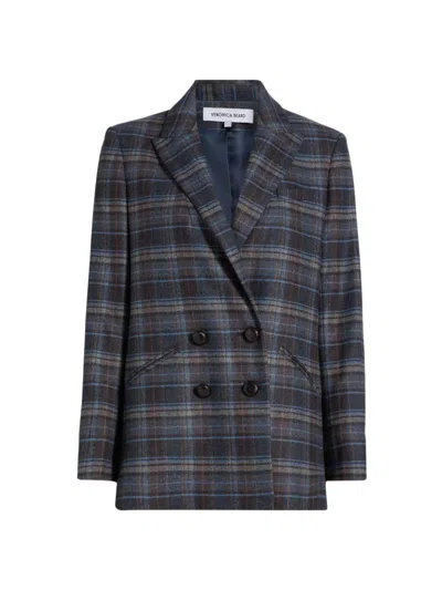 Veronica Beard Women's Oria Plaid Wool-blend Double-breasted Dickey Jacket In Multi
