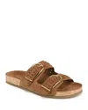 Veronica Beard Paige Woven Suede Dual-buckle Slide Sandals