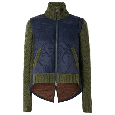 Veronica Beard Women's Patra Mixed Media Jacket, Navy/army Melange In Multi