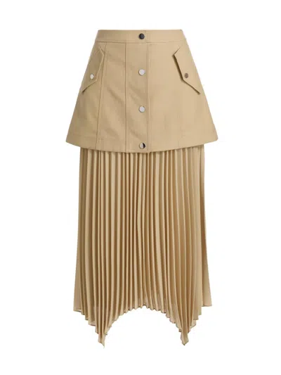 Veronica Beard Patricka Asymmetric Layered Pleated Woven Skirt In Neutral