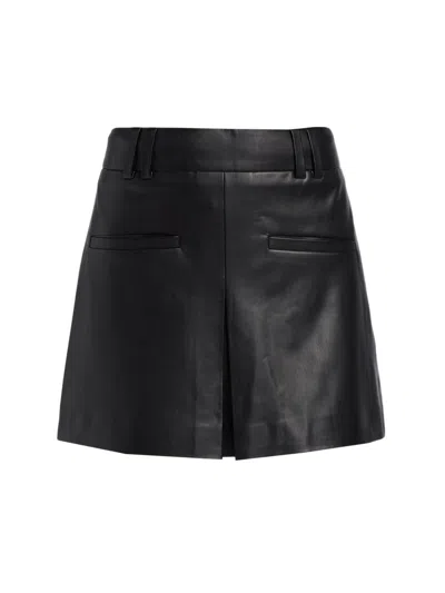 Veronica Beard Women's Pavaline Faux-leather Miniskirt In Black