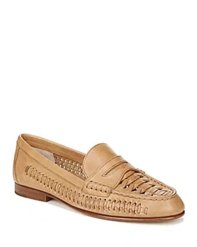Veronica Beard Woven Leather Penny Loafers In Natural
