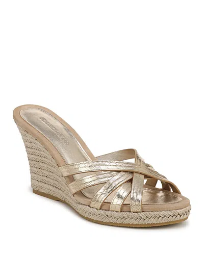 Veronica Beard Phylina Leather Espadrille Wedge Sandals In Gold