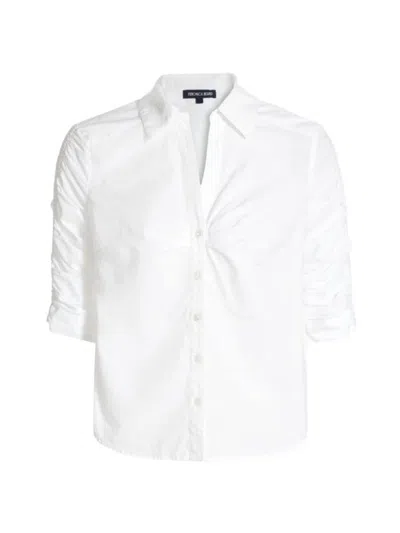 Veronica Beard Women's Porta Cotton Ruched-sleeve Shirt In White