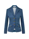Veronica Beard Randy Single-breasted Stretch Cotton Jacket In Blue