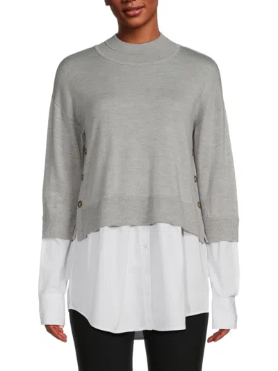Veronica Beard Women's Ravi Merino Wool 2-layer Sweater In Grey