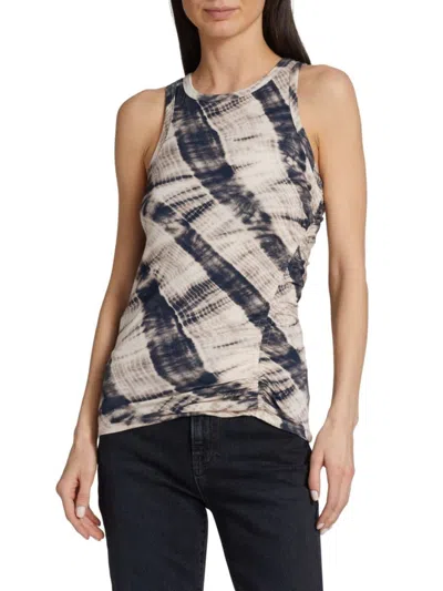 Veronica Beard Women's Rhone Ruched Tie Dye Tank Top In Marine Off White