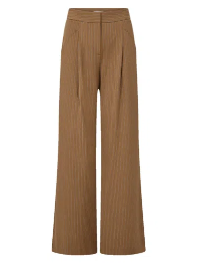Veronica Beard Women's Rimini Striped Wide-leg Pants In Brown