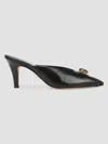 Veronica Beard Cabochon Leather Pointed Toe Mule In Black