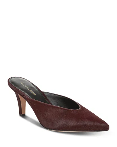 Veronica Beard Women's Rochelle Calf Hair Mid Heel Mules In Burgundy
