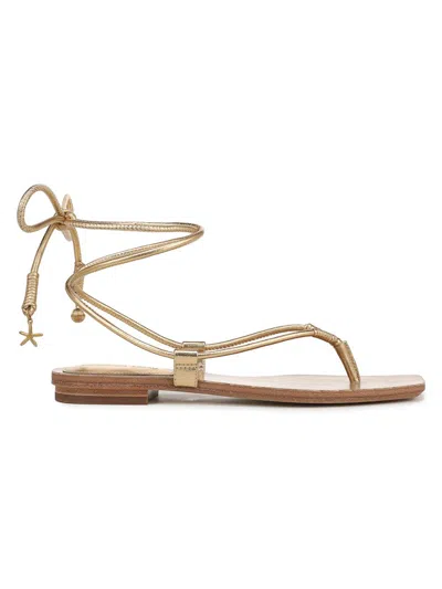 Veronica Beard Rosetta Ankle Wrap Sandal In Gold