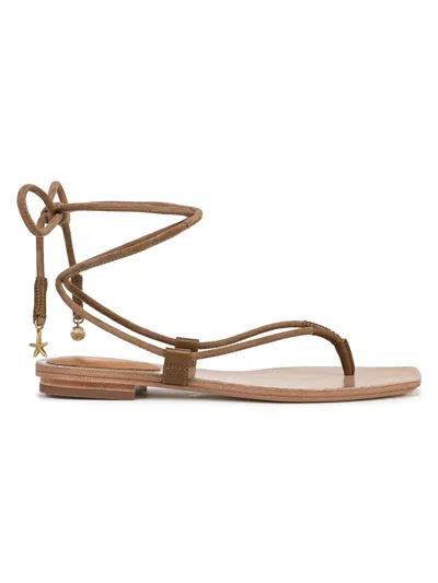 Veronica Beard Rosetta Ankle Wrap Sandal In Brown