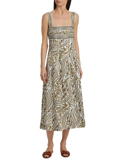 Veronica Beard Women's Rye Floral Linen Midi-dress In Multi