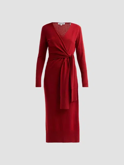 Veronica Beard Women's Salomez Knit Wrap Midi Dress In Red