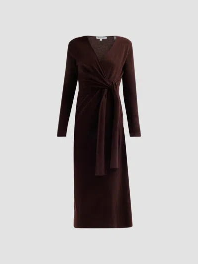 Veronica Beard Salomez Knit Dress Espresso In Burgundy