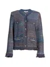 Veronica Beard Sariyah Knit Button Front Jacket In Ocean In Blue