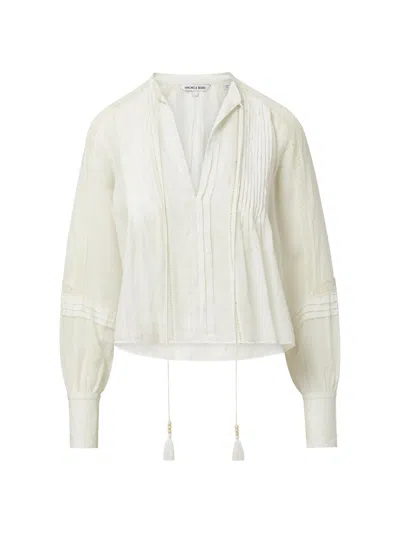 Veronica Beard Women's Sawyer Pintuck Tie-front Blouse In Neutral