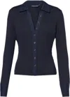 Veronica Beard Scottie Long Sleeve Top In Navy In Blue