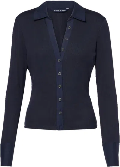 VERONICA BEARD WOMEN'S SCOTTIE MIXED MEDIA TOP, NAVY