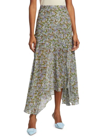 Veronica Beard Women's Shilpa Asymmetric Floral Maxi Skirt In Forest Army Multi