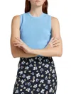 Veronica Beard Jordyn Rib Stretch Cotton Crop Tank In Blue
