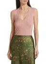Veronica Beard Women's Sid Rib-knit V-neck Top In Pink
